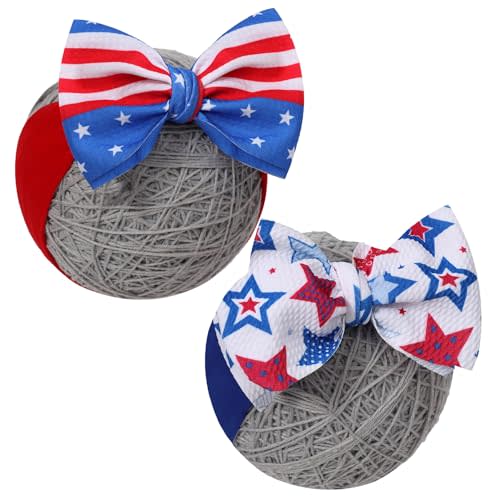 QFV Baby Girl Bows Newborn Headband 0-6 Months Infant Big Bows for Birthday/Baby Shower/Photography/Baby Gifts (Large Star& Red Stripe star)