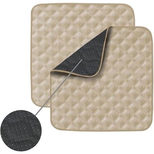 Non-Slip Absorbent Washable Incontinence Pad underpad Seat 4-Layer Design Chair Absorbent Pads Protection - for Seniors, Adult, Children, or Pet Underpad Protection - Set of 2 (Beige, 21" L x 22" W)