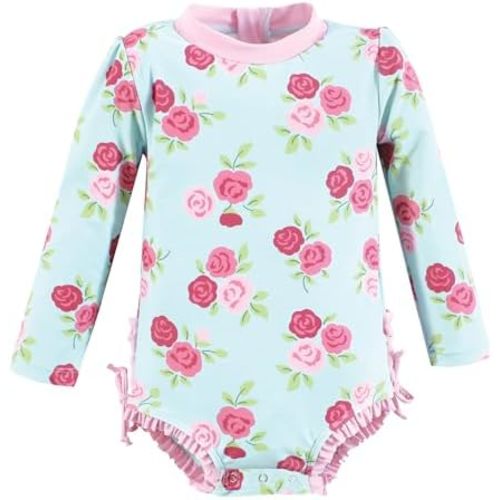 Hudson Baby Girls Baby and Toddler Swimsuit, Mint Flamingo, 12-18 Months