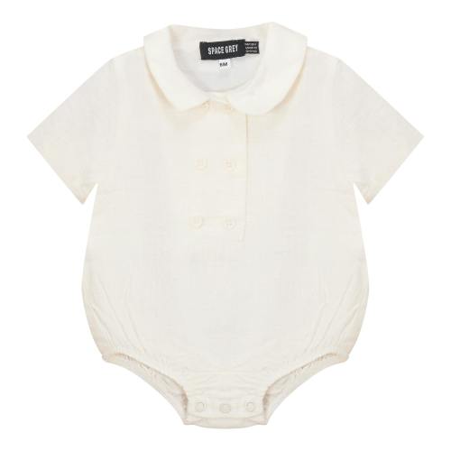 Woven Buttoned Romper Off White
