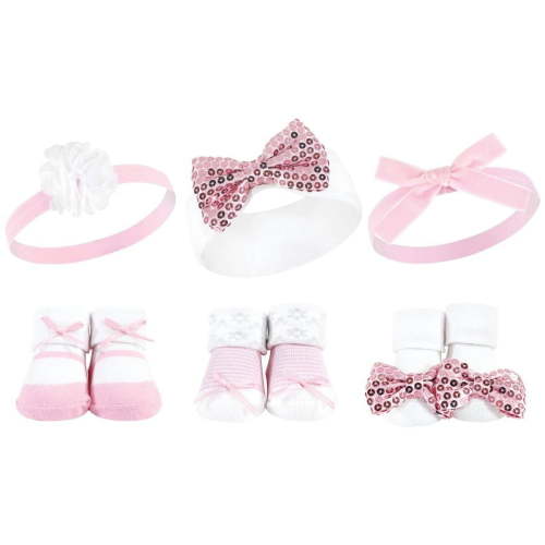 Hudson Baby Headband and Socks Giftset, 6-Piece, 0-9 Months