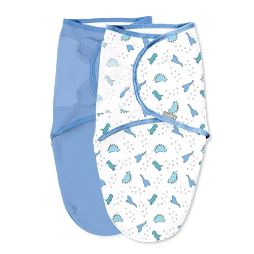 SwaddleMe by Ingenuity Original Swaddle, Size Small/Medium, 0-3 Months, 2-Pack - Dino Tracks