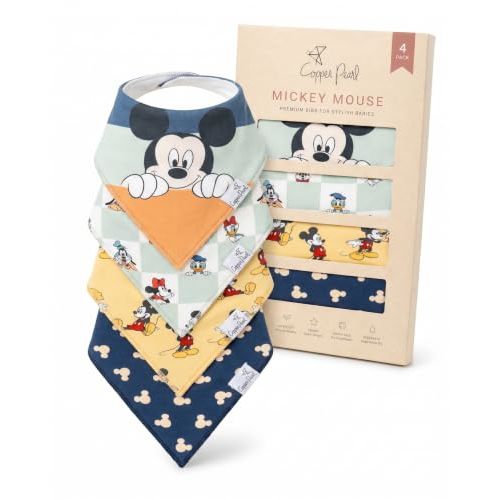 Copper Pearl Disney Baby Bibs 4 Pack, Soft Cotton Bandana Drool Bibs for Baby Girl & Boy, Drooling Teething