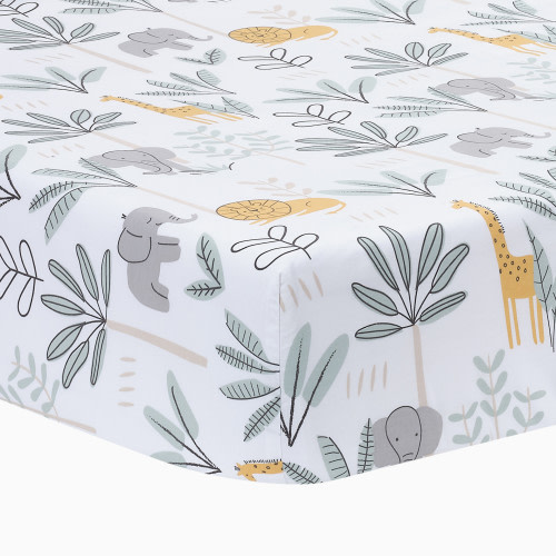 Lambs & Ivy Cotton Fitted Crib Sheet - Jungle Adventure