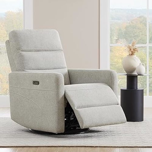 Power Recliner Chair Nursery Swivel Glider Rocker Oversized Upholstered Sofa with Headrest USB Charging Ports for Living Room