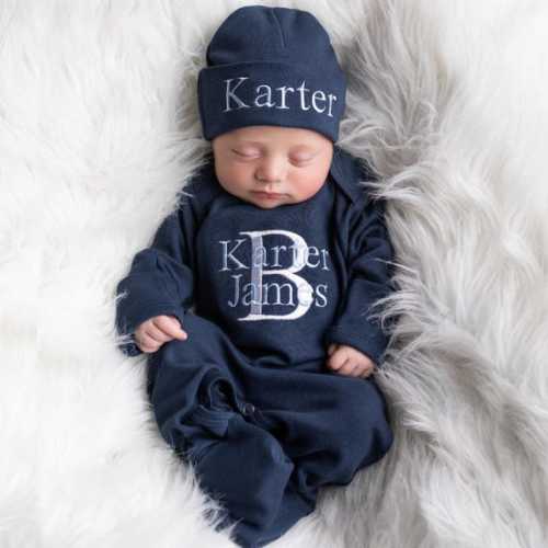 Newborn Boy Clothes Newborn Boy Coming Home Outfit Baby Boy Gift Newborn Boy Outfit Monogrammed Baby Boy Outfit Newborn Hat Newborn Gift - Etsy