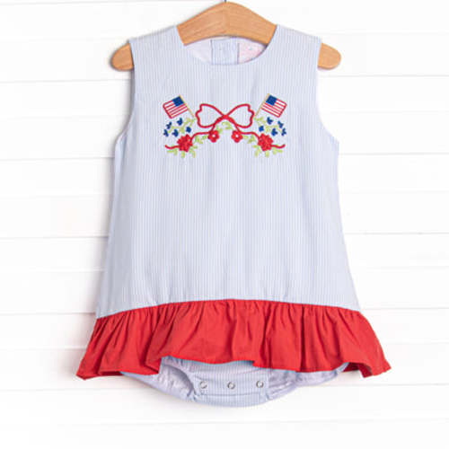 Patriotic Posies Applique Skirted Bubble, Blue – Stitchy Fish