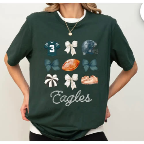 Eagles Bow Youth Shirt, Football Bow, Coquette Football, Kids Eagles Shirt, Kids Game Day Shirt, Eagles Football, Eagles Kids Football Shirt