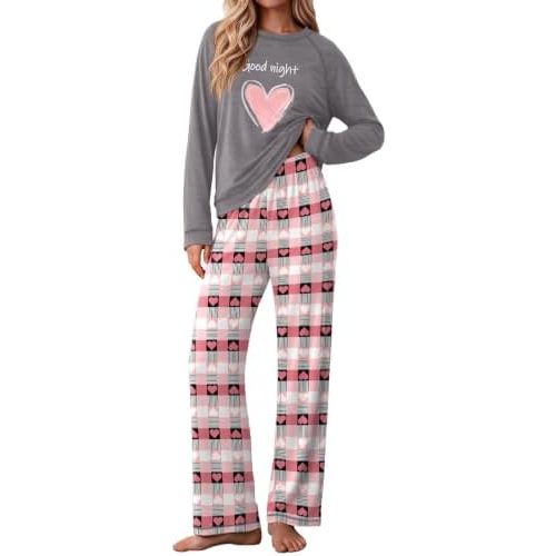 Ekouaer Womens Pajamas Long Sleeve Pjs Soft Loungewear 2 Piece Lounge Sets
