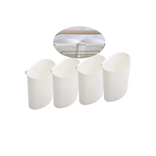 Rikyo 4Pcs Hanging Cup Holder,Rolling Cart Accessories,Plant Containers,Hanging Flower Pots,Space Saver,Storage Bucket,Pencil Holder,Make Up Pencil Holder Office,Kitchen Wall Organizer Decor (White)