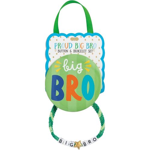 Mud Pie Kids' Green Big Sibling Bracelet & Button Pin Set