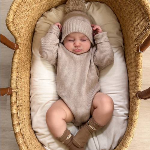 Baby Rib Bodysuit - Heather Beige