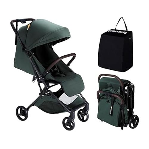 MAMAZING Ultra Air Lightweight Baby Travel Stroller with Carbon Fiber Frame, Compact & Airplane-Friendly, One-Handed Fold, 11.6 lbs, Perfect for Toddlers, Green