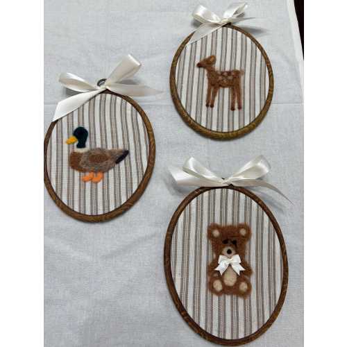 Woodland Animal Nursery Wall Art | Needle Felted Duck, Deer or Bear | Neutral Baby Room Decor