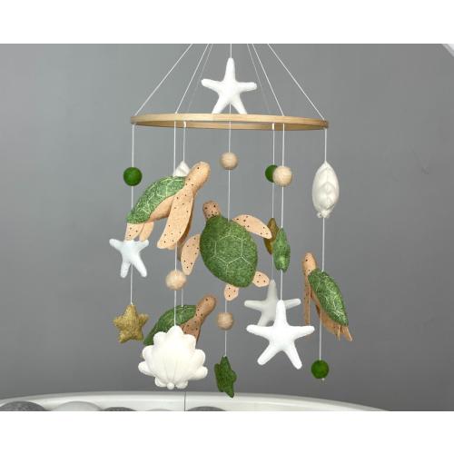 Turtle baby mobile Ocean crib mobile Nautical nursery decor Felt sea turtle Seashell mobile Ocean baby shower Expecting mom gift
