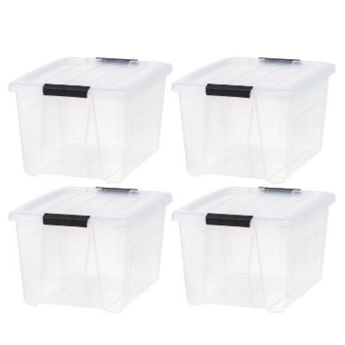 IRIS 33Qt 4pk Plastic Storage Bins With Lids and Latching Buckles