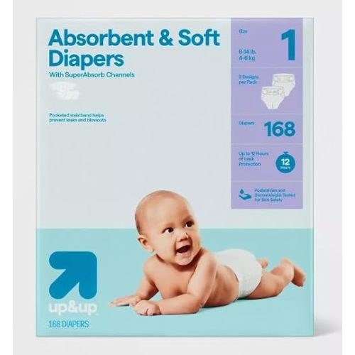 Disposable Diapers - (Size N - 162ct) up&up (Size-1, 168.0, Count)