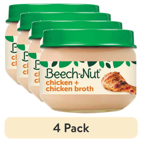 (4 pack) Beech-Nut Stage 1 Baby Food, Chicken & Chicken Broth, 2.5 oz Jar