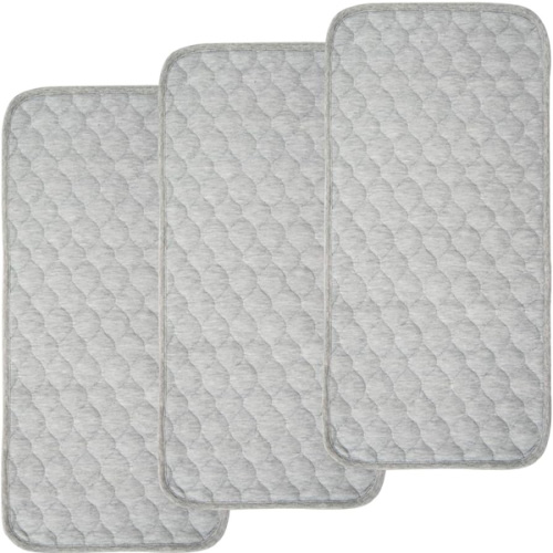BlueSnail Quilted Thicker Waterproof Changing Pad Liners 3 Count(Gray 13” x 27”)