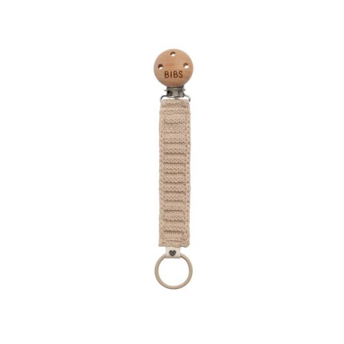 Bibs Knitted Pacifier Clip Newborn and Up - Vanilla