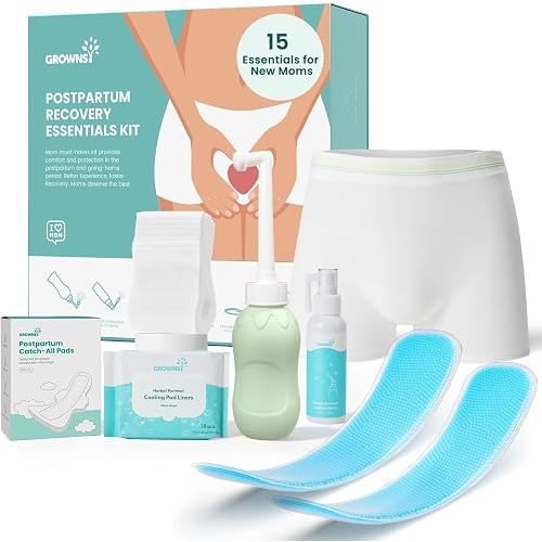 GROWNSY 15pc Postpartum Essentials Recovery Kit for Women, Green