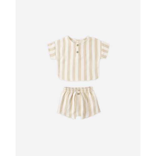 Woven Boxy Top + Short Set Summer Stripe