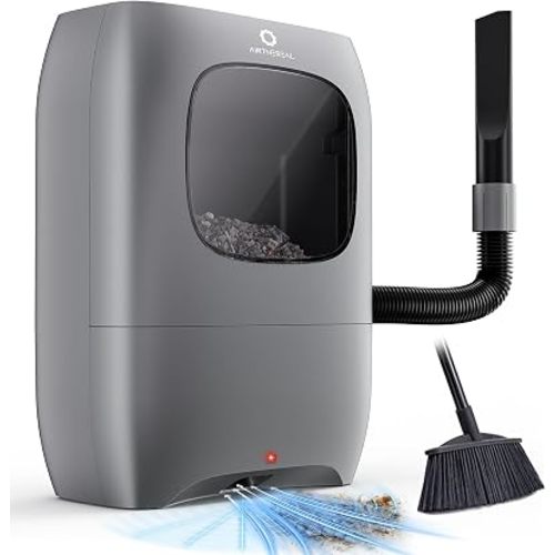 AIRTHEREAL T1 Touchless Vacuum Automatic Dustpan with 2 Operation Modes - Ultra Fast & Powerful Corded Canister Vacuum for Sweeping Salon, Pet Hair, Food, Dirt, Kitchen, 20Kpa 1500 Watt Max Suction