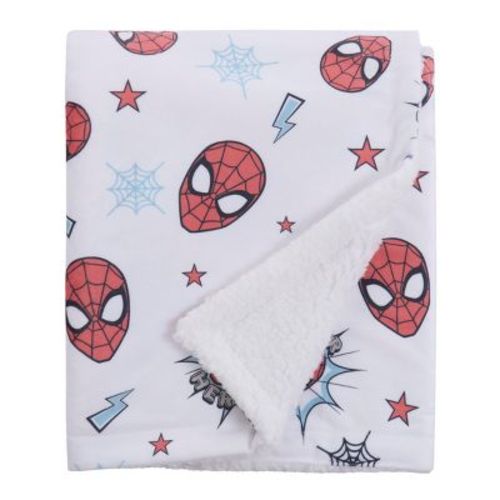 NoJo Marvel Spider-Man Super Hero Plush Cuddly Plush Baby Blanket, Red, Gray, White