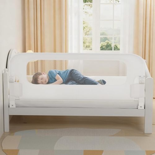 Baby Bed Rail Guard for Toddlers -47" Toddler Bed Rails for Twin, Full, Queen, King Bunk Size Bed Swing Down Bedrail Extral Tall Child Safety Side Railing Guards for Kids