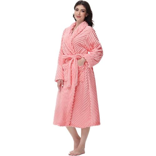 Yurhap Premium Robes for Women - Super Soft Cozy Fleece Womens Robe Plush Long Bathrobe