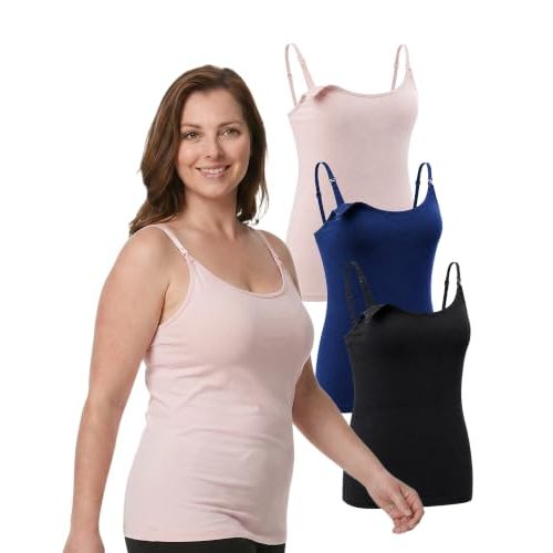 Under Control 3 Pack Maternity Nursing Tops & Tees Breastfeeding Tanks Top Camis with Support Bra