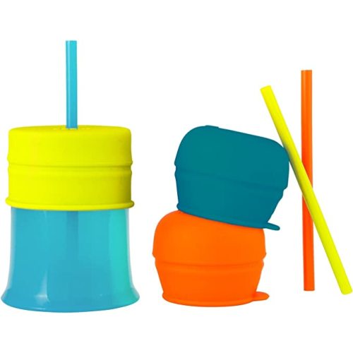 Boon SNUG Straw with Cup, Blue/Orange/Green - Cup w/ Straw