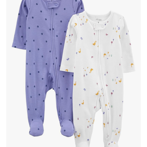 Simple Joys by Carter's Baby Girls' Cotton Footed Sleep and Play, Pack of 2