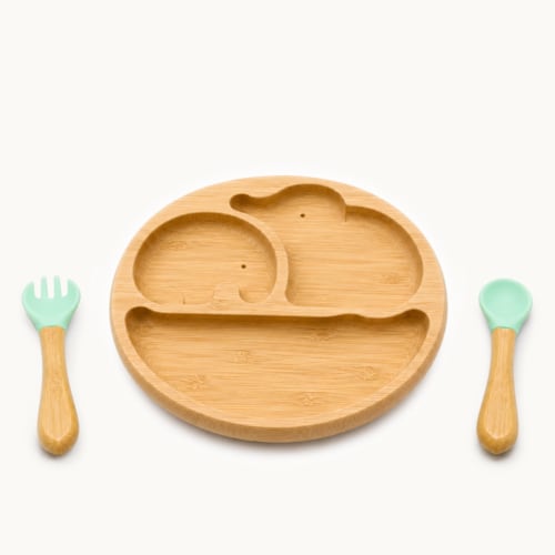 Two Elephants Bamboo Suction Plate Set