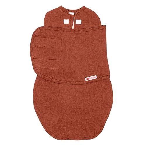 embé 2-Way Starter Baby Swaddle, Newborn Swaddle Sack, Zip & Velcro Baby Wrap, Hip Healthy, Infant, 6-14 lbs, 0-3 Months - Rust