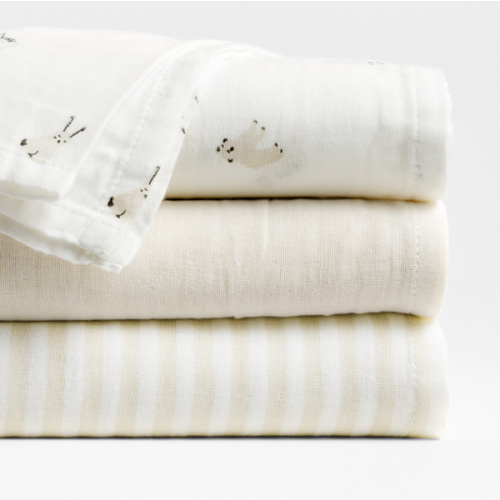 Supersoft Natural 100% Organic Cotton Gauze Sleepytime Baby Swaddle Blankets, Set of 3