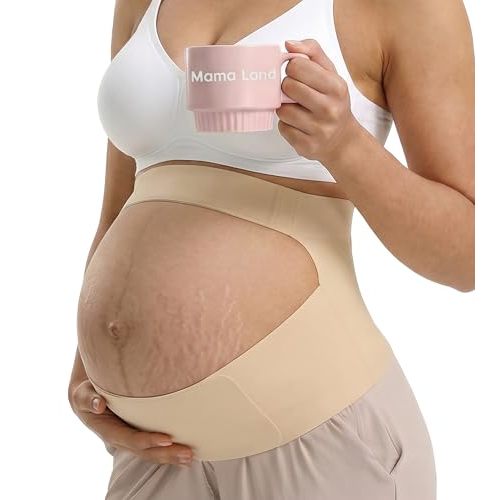Mama Land "EasySupport One Piece Pregnancy Belly Band, Women Maternity Supports Belt, Back, AB & Pelvic Pain Relief, Trimester Items, Cozy Essential Bump Bellyband Underwear for Moms