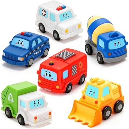 Baby Bath Toys for Kids Ages 1-3, 6 Pack Floating Vehicle Pool Toys for Toddlers & Infants, Soft Squeezable Mold Free Toddler Bathtub Toys, Baby Shower Gifts for Boys & Girls