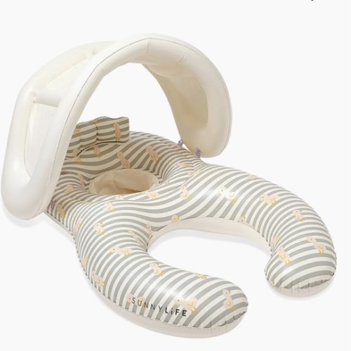 Sunnylife Float Together Duck Sage Striped Baby Seat | Saks Fifth Avenue