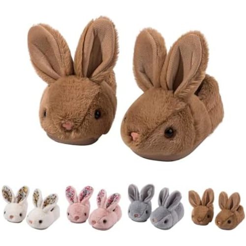 rosyclo Toddler Slippers Boy and Girl Bunny Slippers Plush Cute Non-Slip Warm Winter Shoes, Suitable for indoor and outdoor Kids Slippers