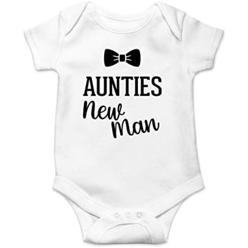 Auntie's New Man - Funny Baby Essentials Bodysuit - Cute Newborn Boy Clothes Baby Romper
