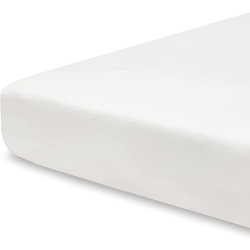 Pobibaby - Single Solid Premium Fitted Baby Crib Sheets for Standard Crib Mattress - Ultra-Soft Cotton Blend, Safe and Snug, and Stylish Solid Crib Sheet (Soft White)