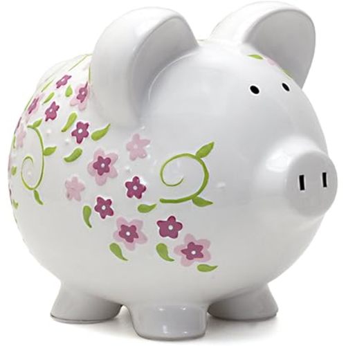 Child to Cherish Ceramic Piggy Bank for Girls, Shabby Chic