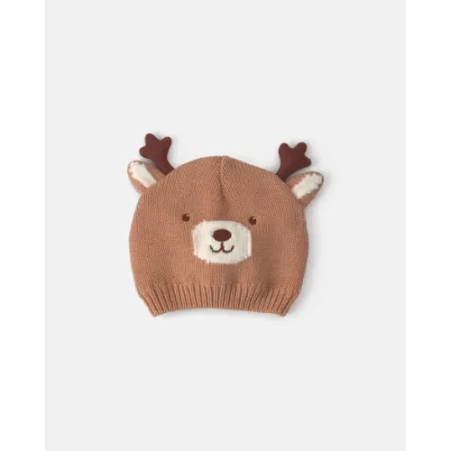 Baby Reindeer Christmas Knit Hat - Brown | Carter's