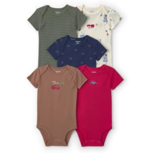 Carter's Baby Boys' 4-pack Short Sleeve Bodysuits Multi Transportation, 3M