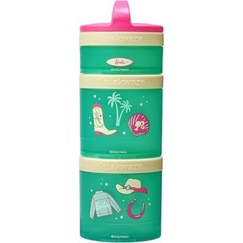 Barbie (Cowgirl Icons) Whiskware Stackable Snack Pack - 3 Jar + Handle - Pink/Yellow/Green