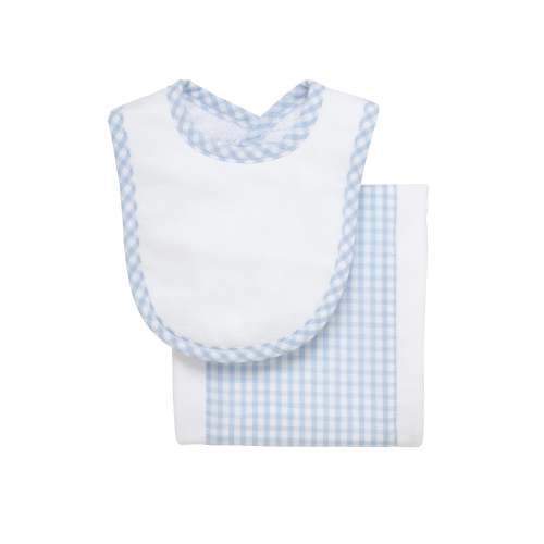 Big Check Drooler Bib & Burp Set