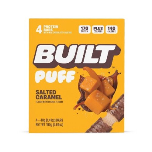 Built Bar Salted Caramel Puff Protein Bars - 17g Protein - 5.64oz/4ct