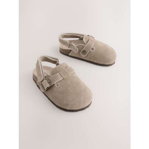 Neutral Leather Cushioned Footbed Clogs