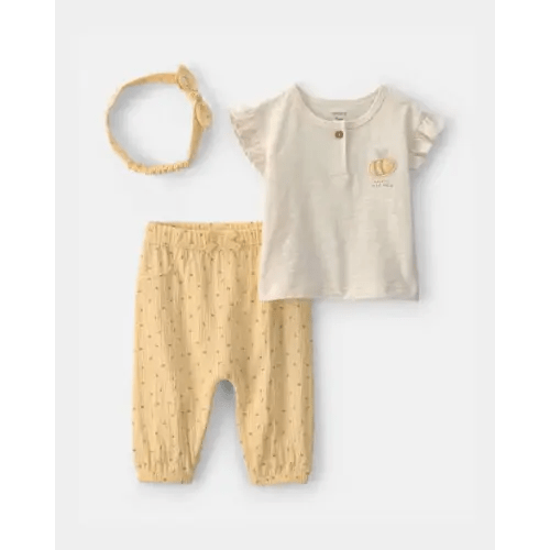 Baby Girl 3-Piece Bee Top & Pant Set - Yellow | Carter's